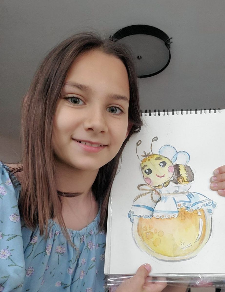 Дитяча футболка блакитного кольору з дитячим малюнком "Касатки" від Аліси